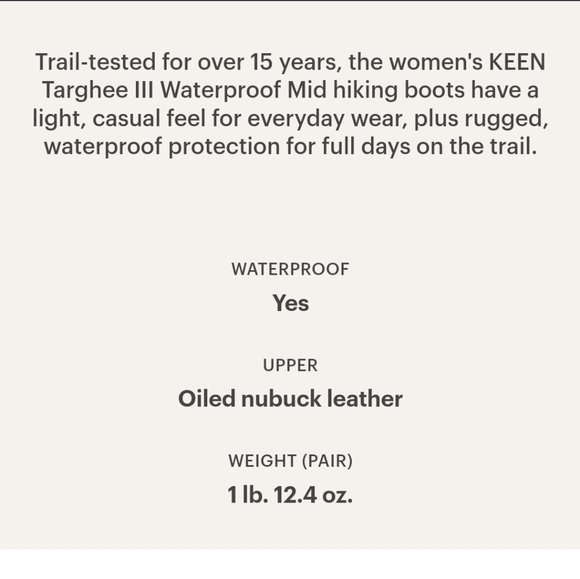 Keen Targhee III Hiking Boot Size 6 Discontinued Color - Picture 9 of 16